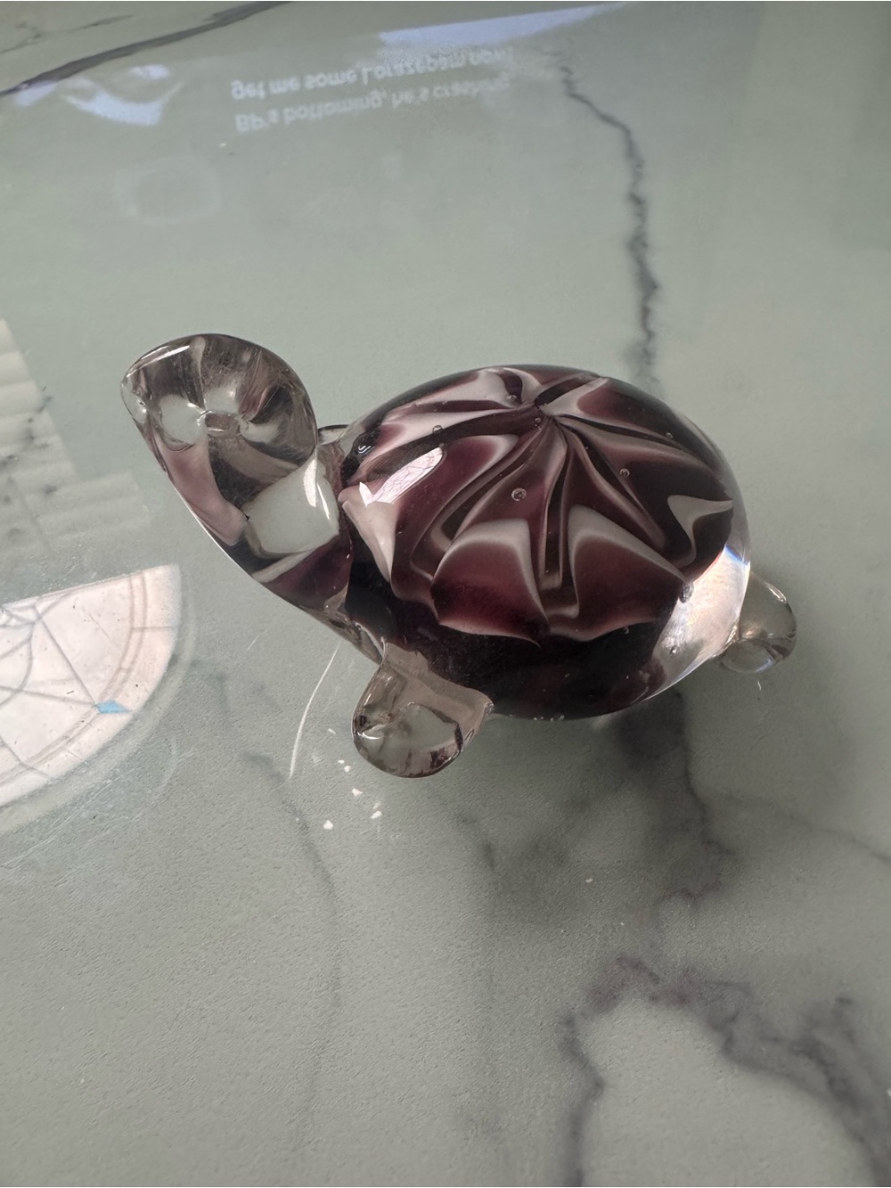 Sea World Glass Turtle Paperweight in Deep Plum